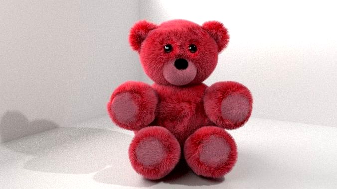 Pink Red Fluffy Teddy Bear