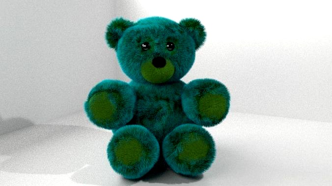 Green Blue Stuffed Fluffy Teddy Bear