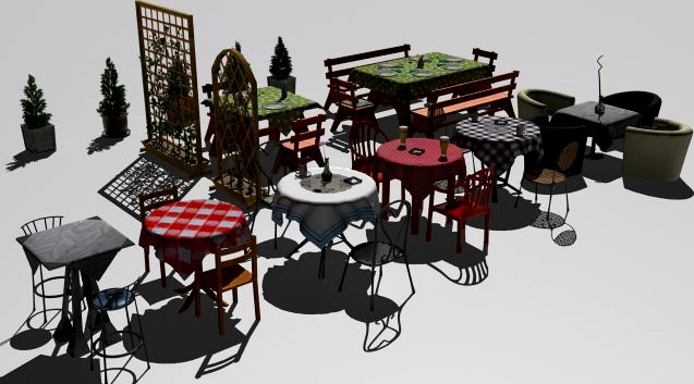 Cafe  restaurant table collection 3D Model