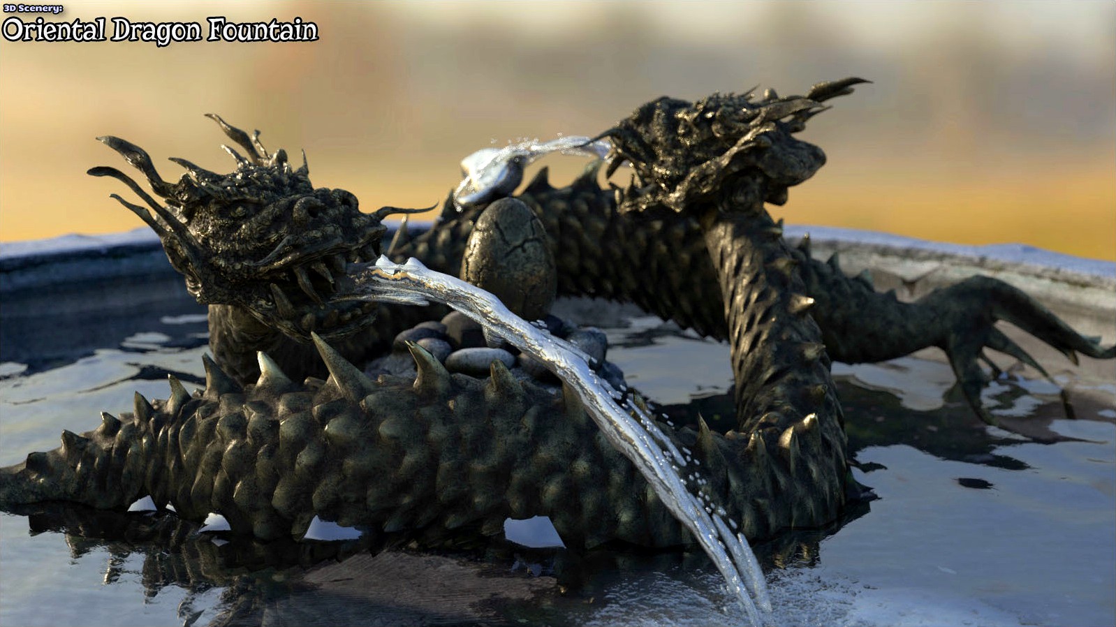3D Scenery: Oriental Dragon Fountain
