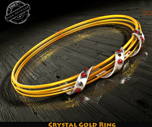 Crystal Gold Ring 3D Model