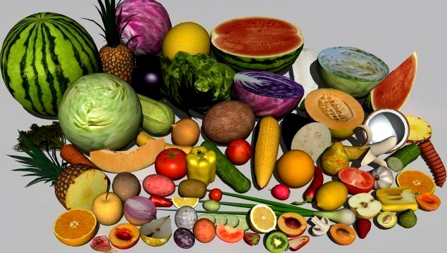 Fruit and vegetables collection 3D Model