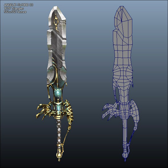 Low Poly Crusader Angelic Sword 03