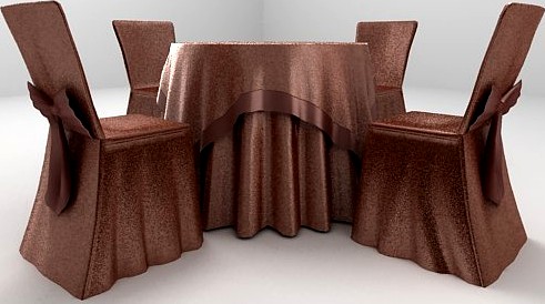 Copper Shimmer Table  Chairs for Wedding Banquet 3D Model