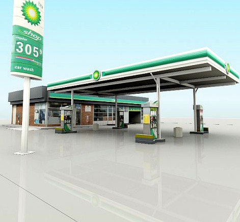 BP Gas Station 3D Model