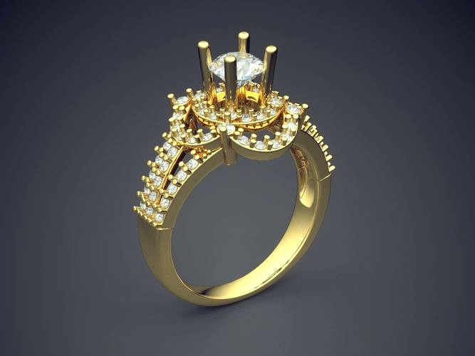 Engagement Diamond Ring CAD-6020 | 3D