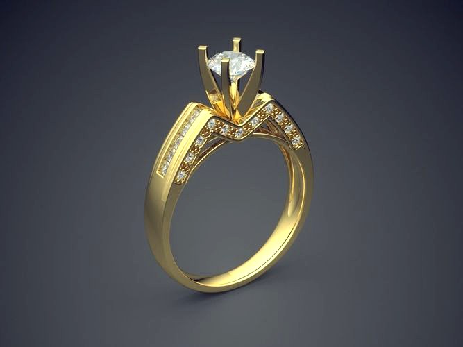 Engagement Ring With Diamond CAD-6767 | 3D