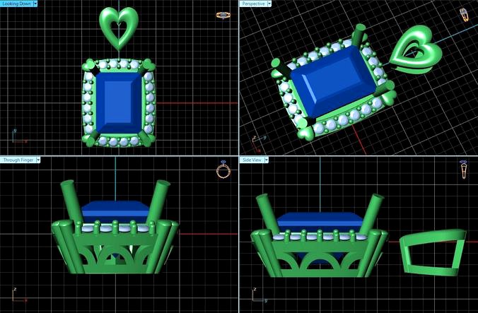 Rectangular Halo Pendant | 3D