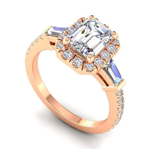 Rectangular Design Engagement Ring With Diamonds 1 | 3D