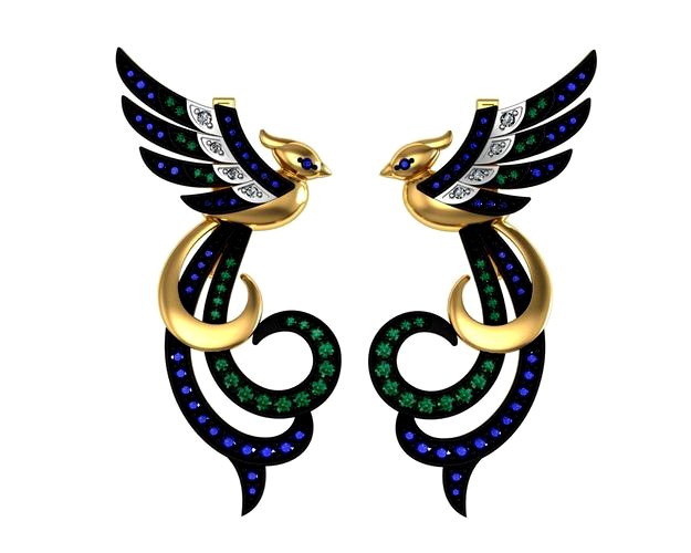 Earrings  birds | 3D