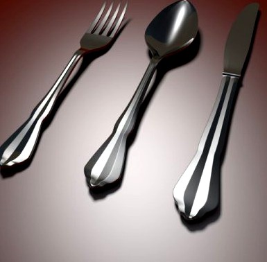 Tableware Spoon Fork Knife 3D Model