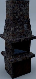 Stone Grill with Fireplace 02 3D Model