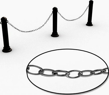 Stanchions and Chain Barrier 3D Model