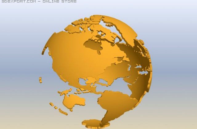 Earth continents bevel 3D Model