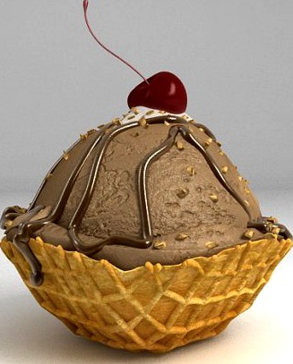 Chocolate Ice Cream with cherry 3D Model