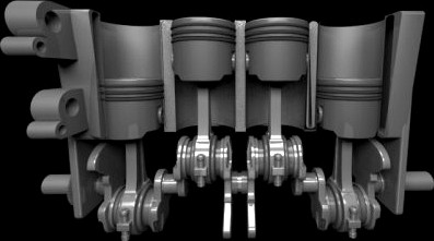 L4 TYPE ENGINE ANIMATED 3D Model
