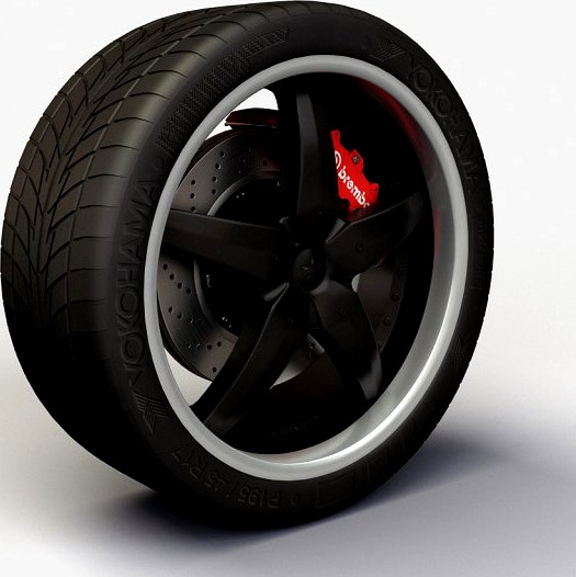 Wheel DIP Laser rims and tire 3D Model