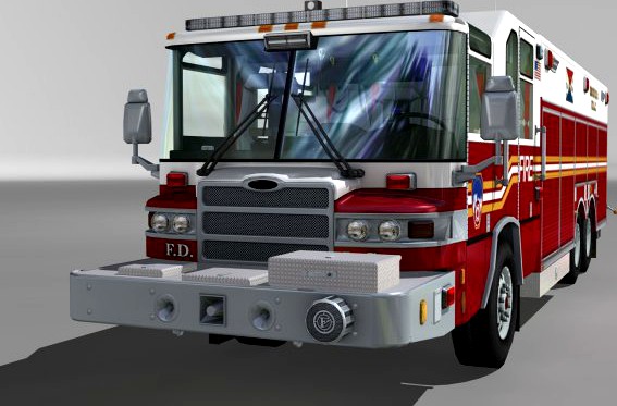Heavy Rescue Fire Truck Video Game Ready 3D Model