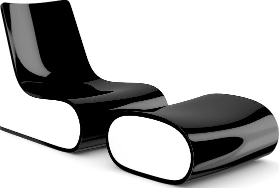 Black Glossy Lounge Chair 3D Model