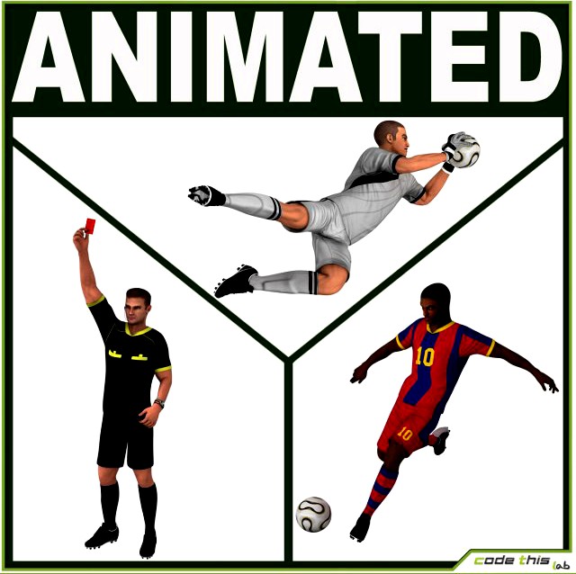 Soccer Players and Referee CG 3D Model