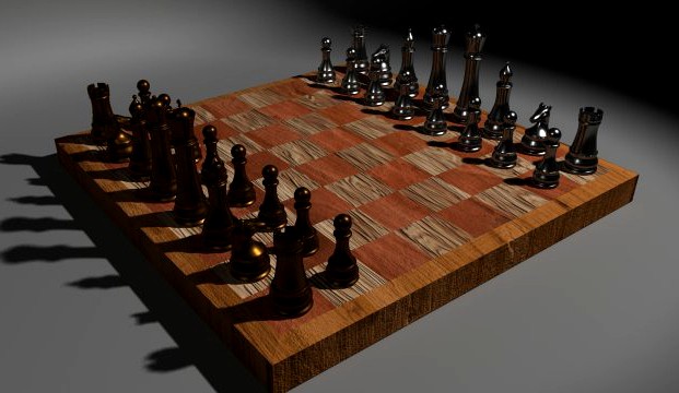 Metal chess set 3D Model