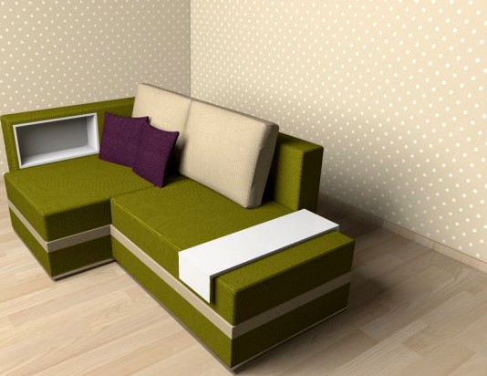 The small sofa which can be expanded 3D Model