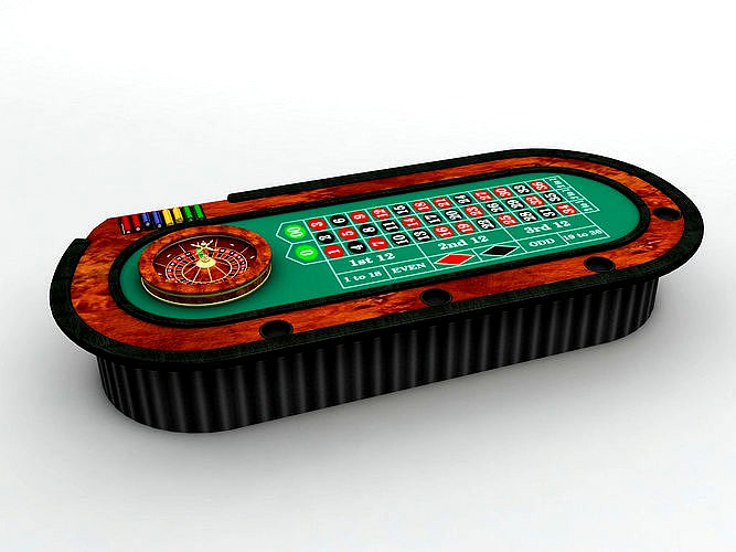 Casino Roulette Table With Ball and Casino Chips