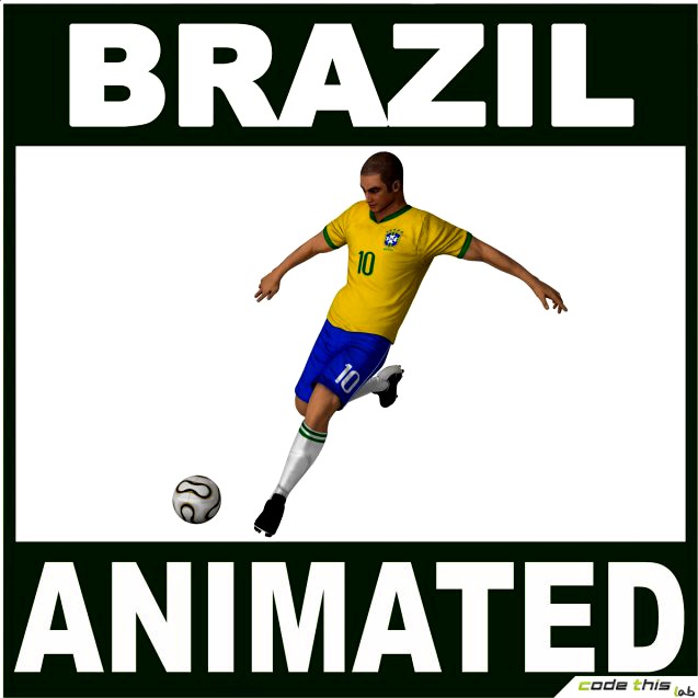 Soccer Player Brazil CG 3D Model