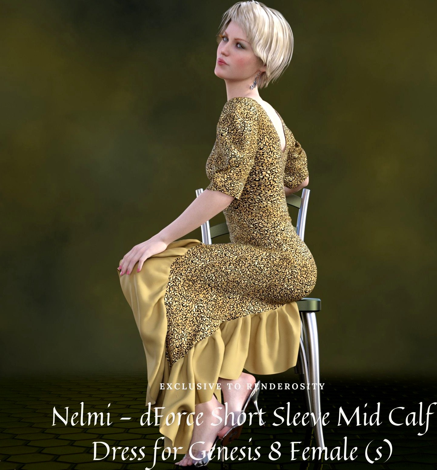Nelmi - dForce Short Sleeve Mid Calf Dress G8F