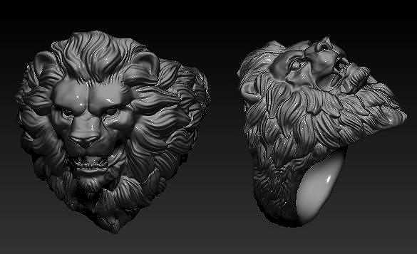 lion ring 3D head