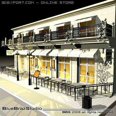 Cafe Restaurant facade 3D Model