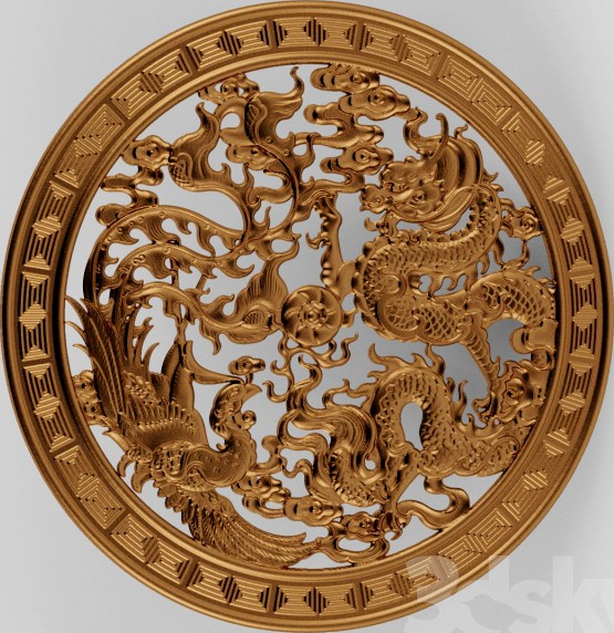 A plate with a Chinese dragon and bird