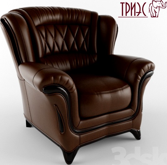 Classic chair made of genuine leather with wooden décor Diana-7 (Factory TRIES)