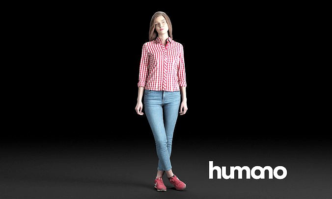 Humano Casual woman standing and looking 0203
