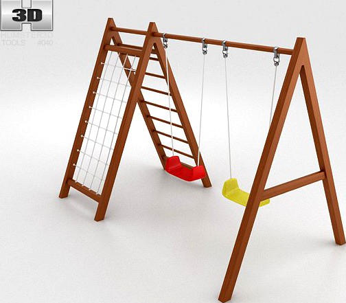 Wooden Swing Set 3D Model