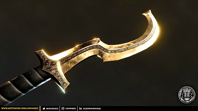 Bronze Egyptian Khopesh Sword - PBR game ready 3d weapon