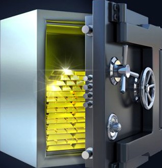 Stylish safe with gold 3D Model