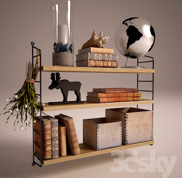 String shelf with decor