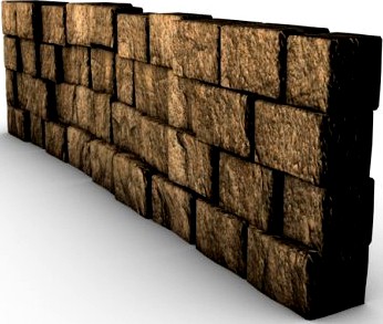 Stone block wall module 3D Model