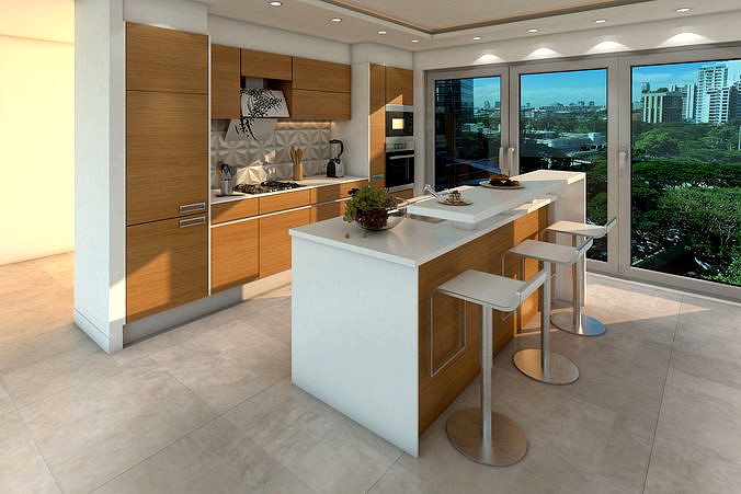 contemporary luxury  3d kitchen modal