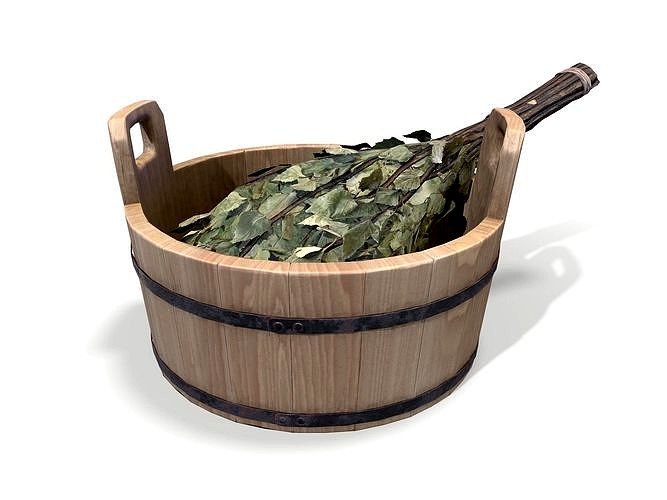 Sauna Bowl and Birch Besom