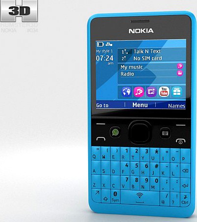 Nokia Asha 210 Cyan 3D Model