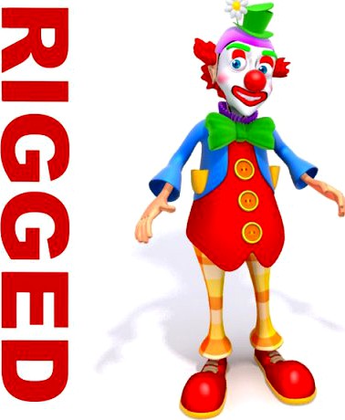 Clown cartoon rigged 3D Model