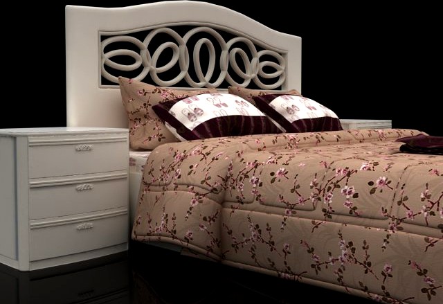 Floral design bed with hedboard Mobax-5198844 3D Model