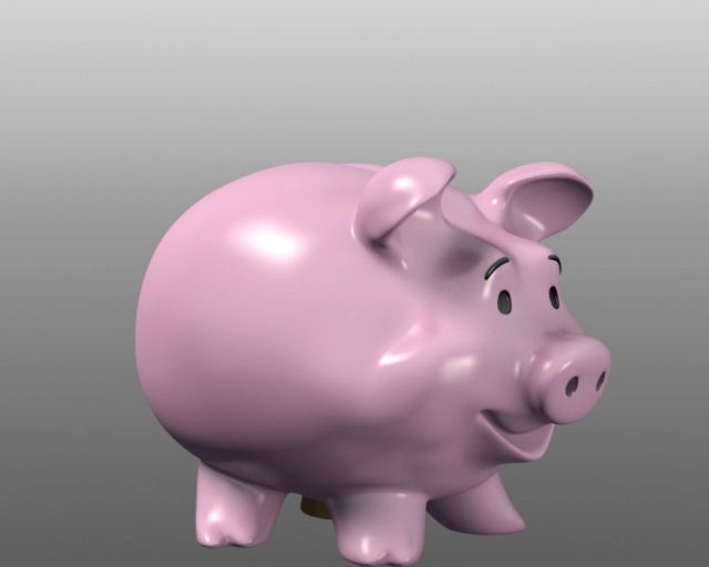 Happy Fat Piggy Bank 3D Model