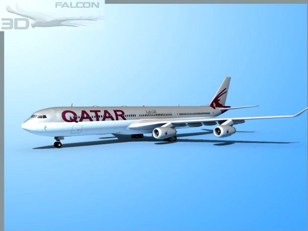 Falcon3D A340 600 Qatar 2 3D Model