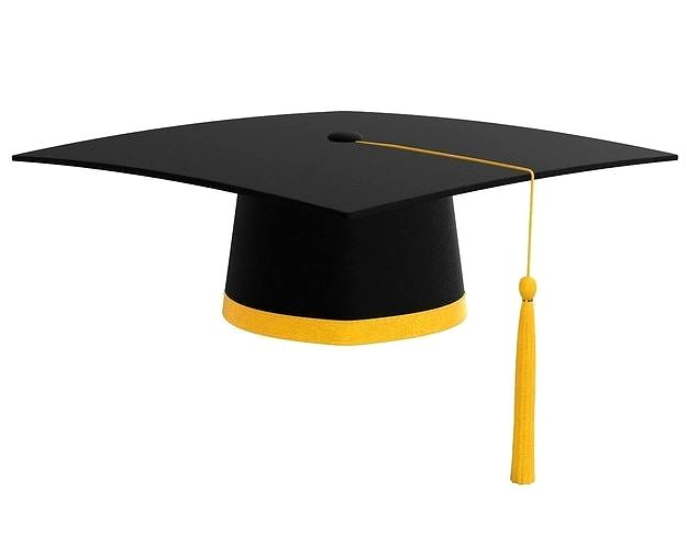 graduation cap with gold tassel