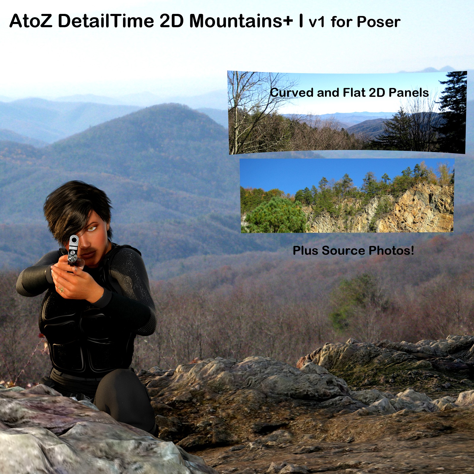 AtoZ DetailTime 2D Mountains+ I v1 for Poser 7 w.objs