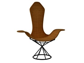 Wave Wicker And Rod Iron Chair