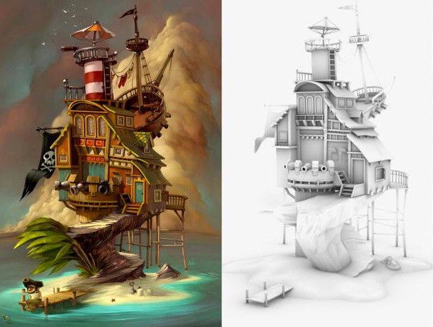 Cartoon Island 3D Model